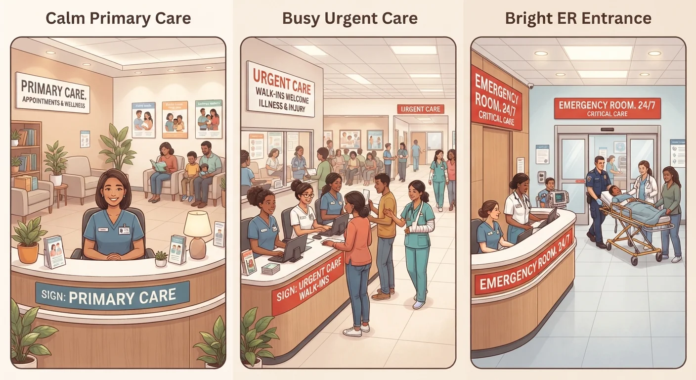 Urgent Care, Emergency Room, or Primary Care: Choosing the Right Setting